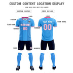 Custom Powder Blue Classic Striped Personalized Soccer Tops/Sets Jersey