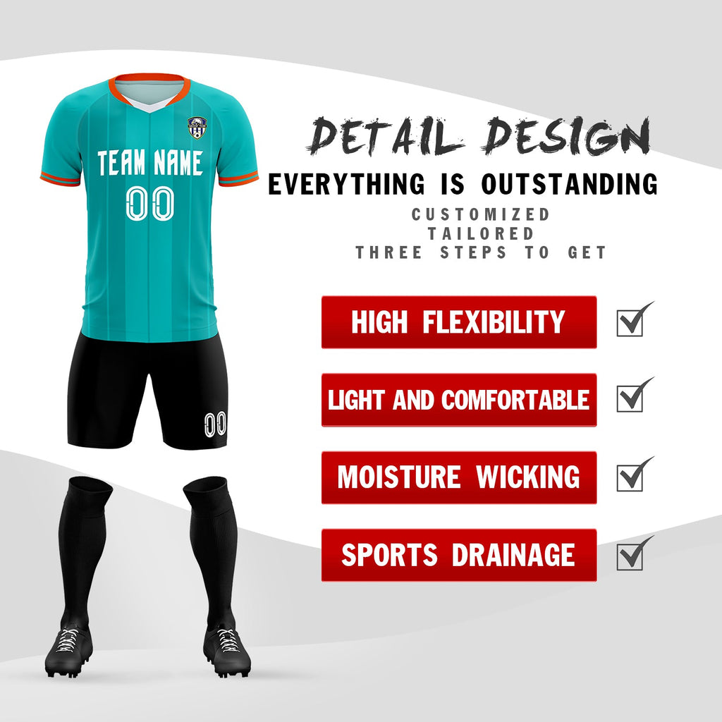 Custom Green Classic Striped Personalized Soccer Tops/Sets Jersey
