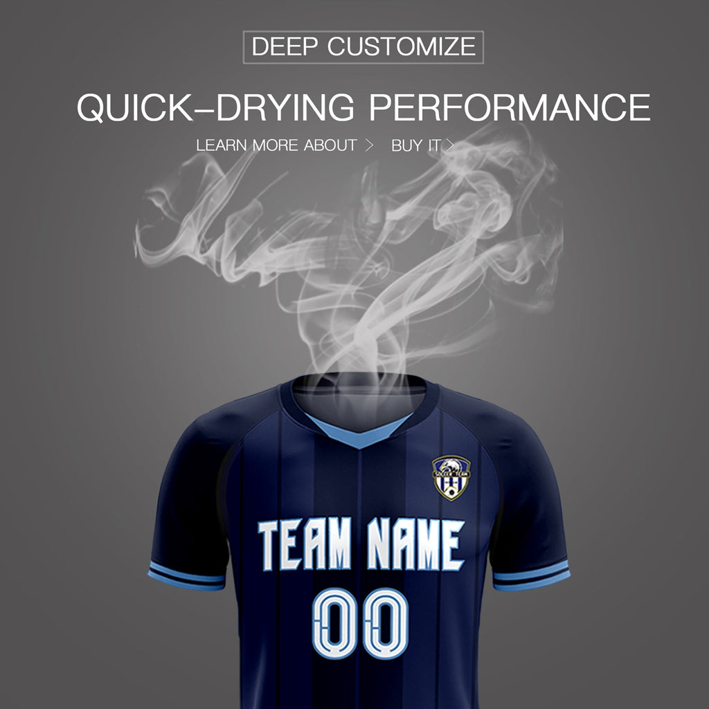 Custom Navy Classic Striped Personalized Soccer Tops/Sets Jersey