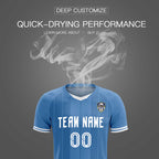 Custom Light Blue Classic Striped Personalized Soccer Tops/Sets Jersey