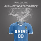 Custom Light Blue Classic Striped Personalized Soccer Tops/Sets Jersey