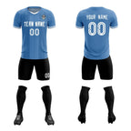 Custom Light Blue Classic Striped Personalized Soccer Tops/Sets Jersey