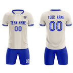 Custom Cream Classic Striped Personalized Soccer Tops/Sets Jersey
