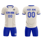 Custom Cream Classic Striped Personalized Soccer Tops/Sets Jersey