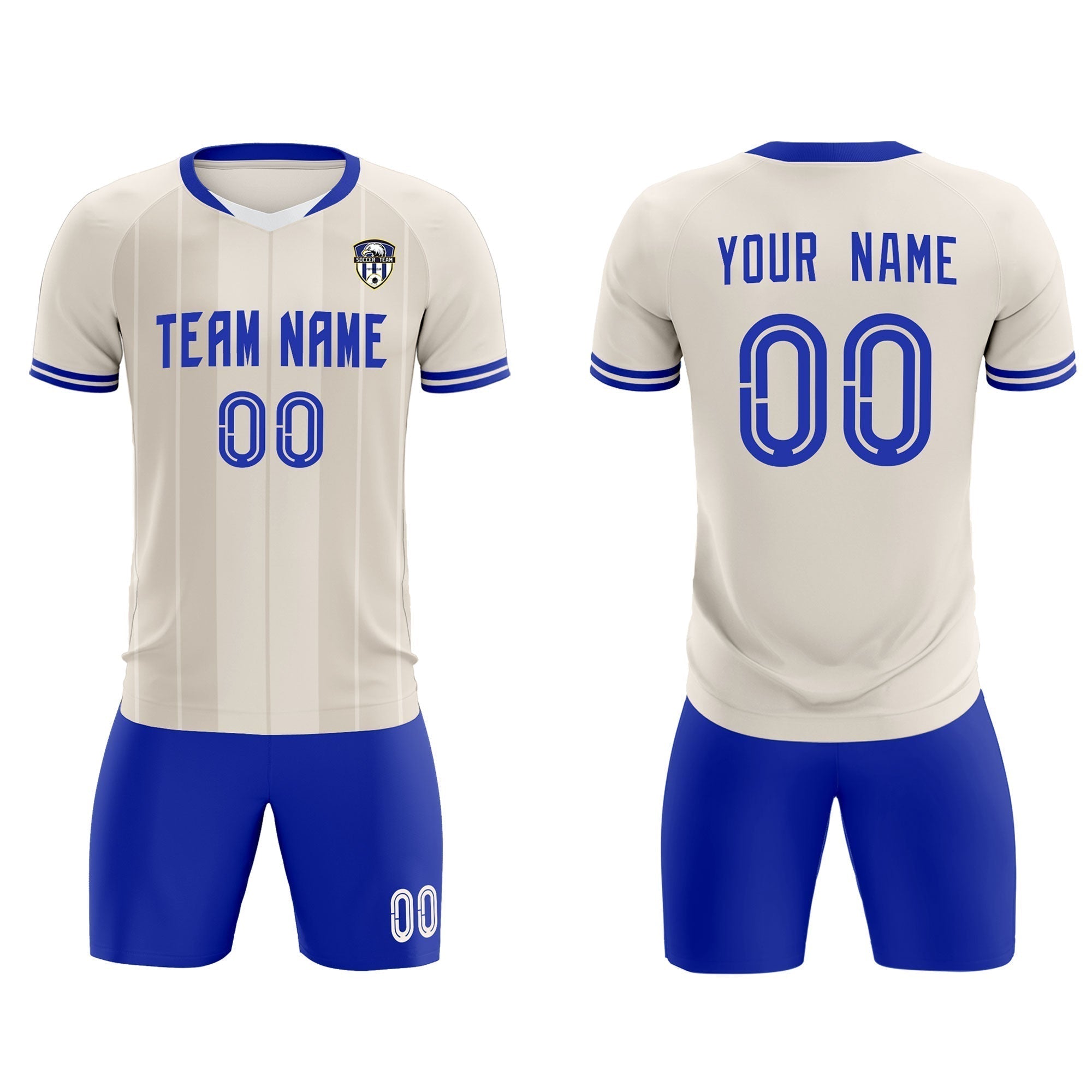 Custom Cream Classic Striped Personalized Soccer Tops/Sets Jersey