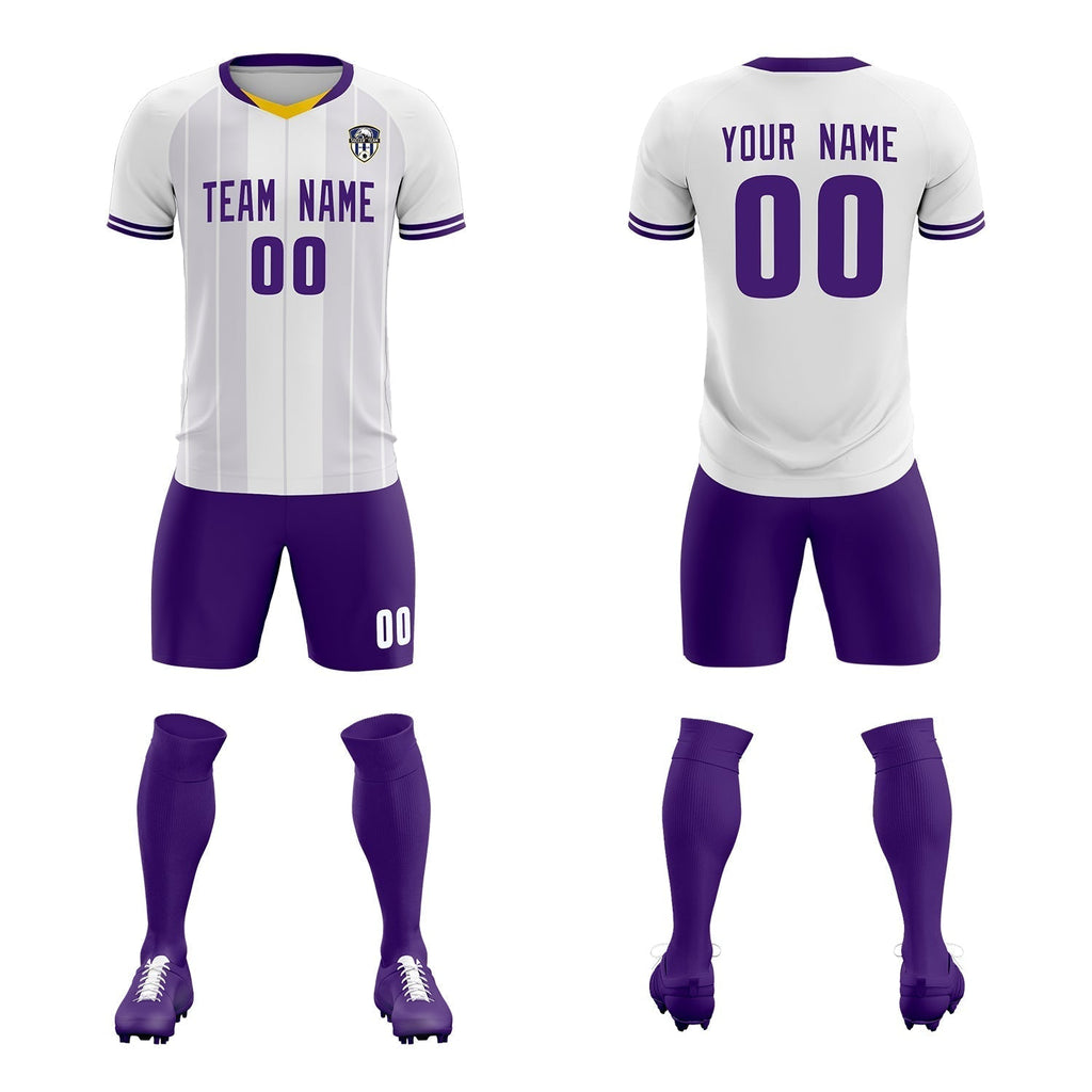 Custom White Classic Striped Personalized Soccer Tops/Sets Jersey