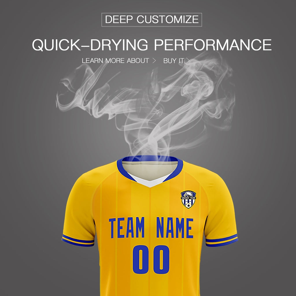 Custom Gold Classic Striped Personalized Soccer Tops/Sets Jersey