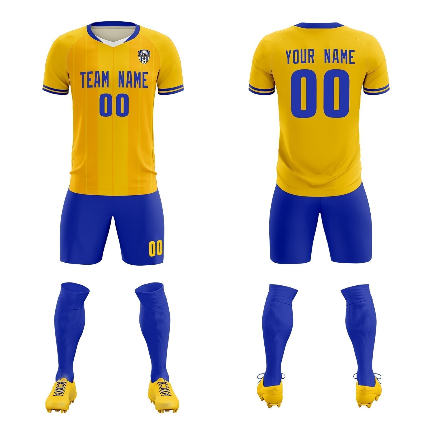 Custom Gold Classic Striped Personalized Soccer Tops/Sets Jersey