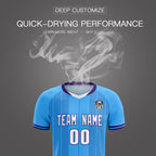 Custom Powder Blue Classic Striped Personalized Soccer Tops/Sets Jersey