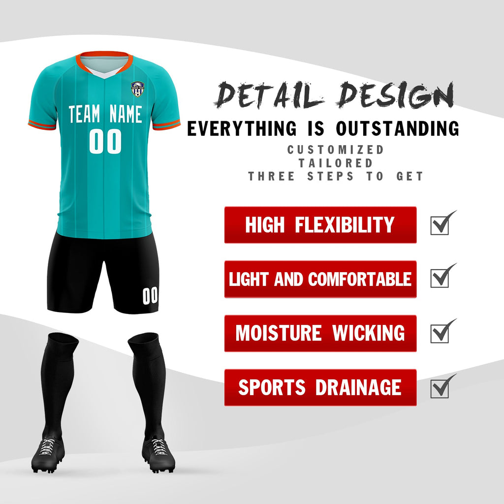 Custom Green Classic Striped Personalized Soccer Tops/Sets Jersey