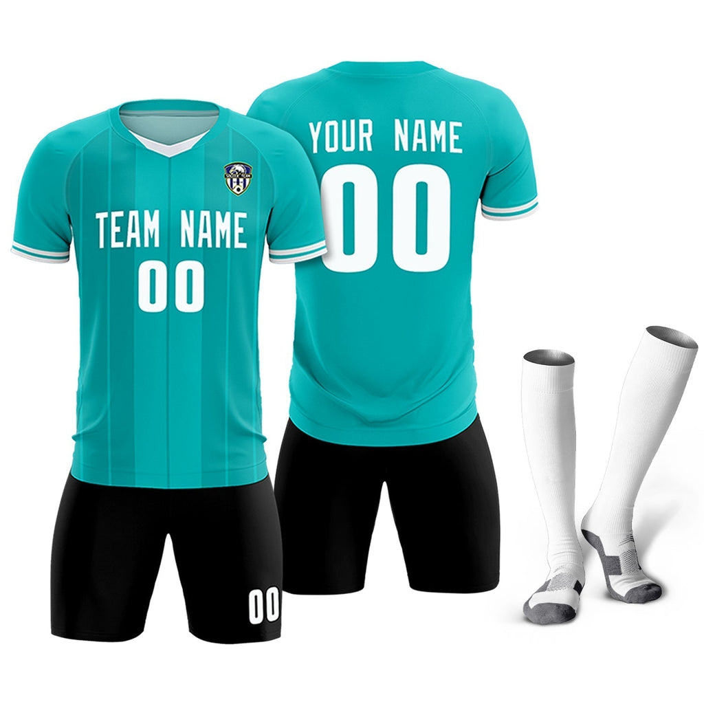 Custom Green Classic Striped Personalized Soccer Tops/Sets Jersey