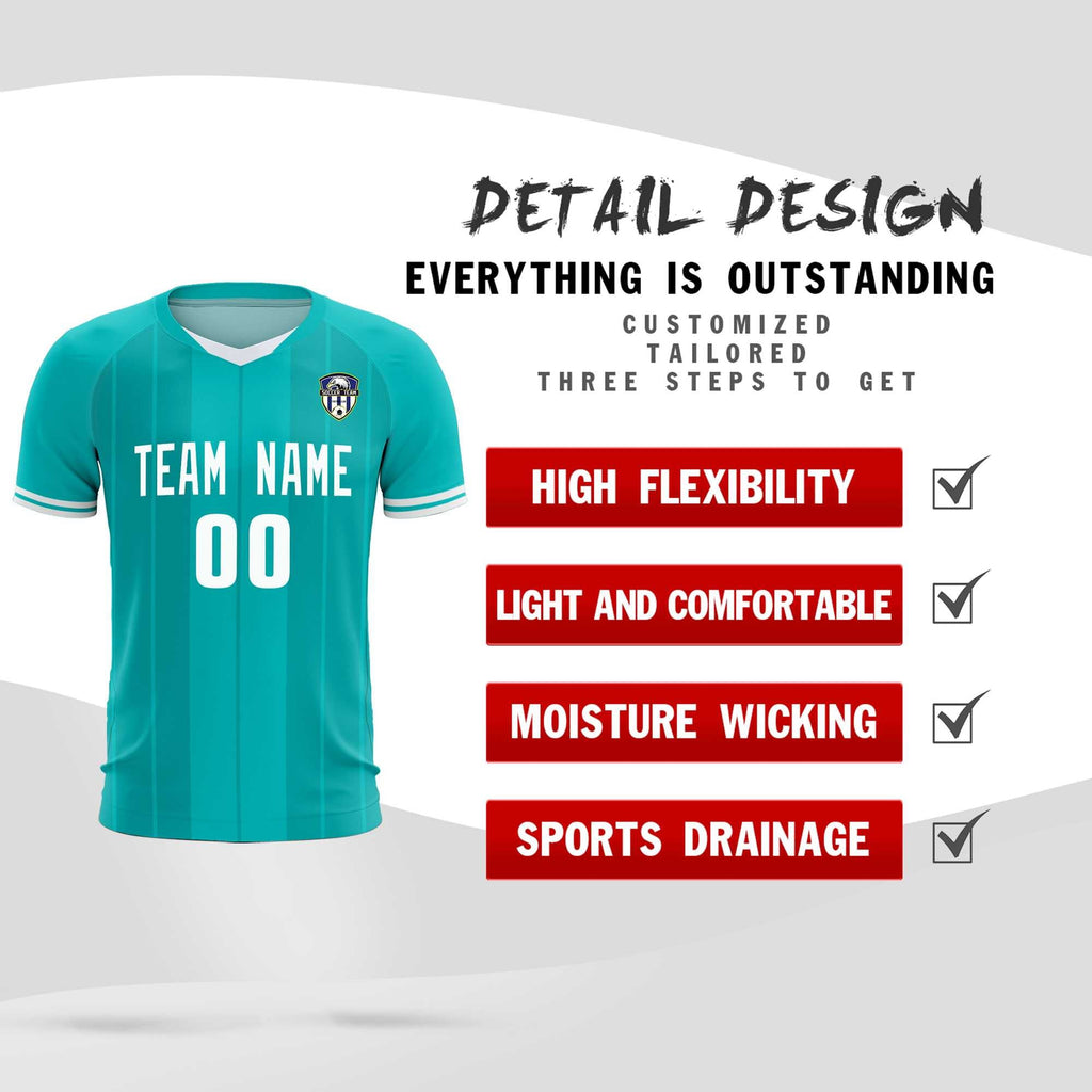 Custom Green Classic Striped Personalized Soccer Tops/Sets Jersey