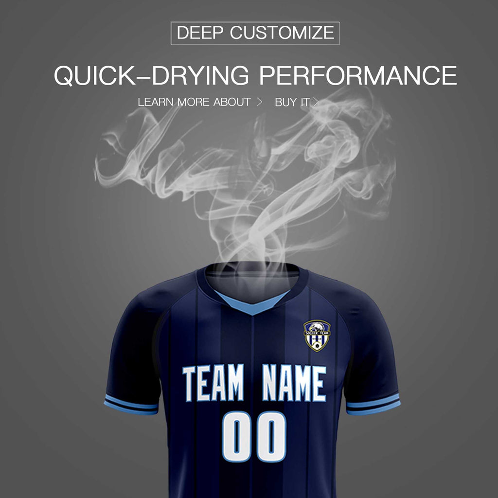 Custom Navy Classic Striped Personalized Soccer Tops/Sets Jersey