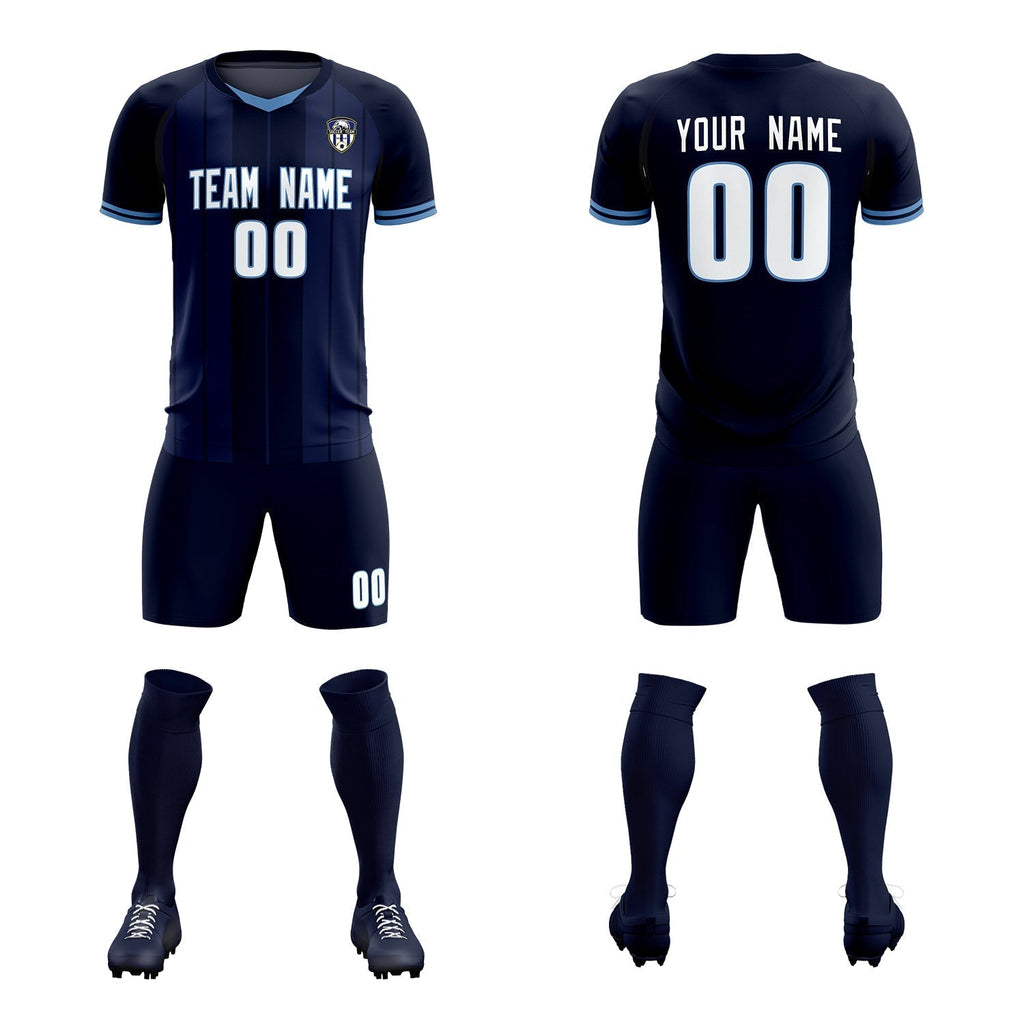 Custom Navy Classic Striped Personalized Soccer Tops/Sets Jersey