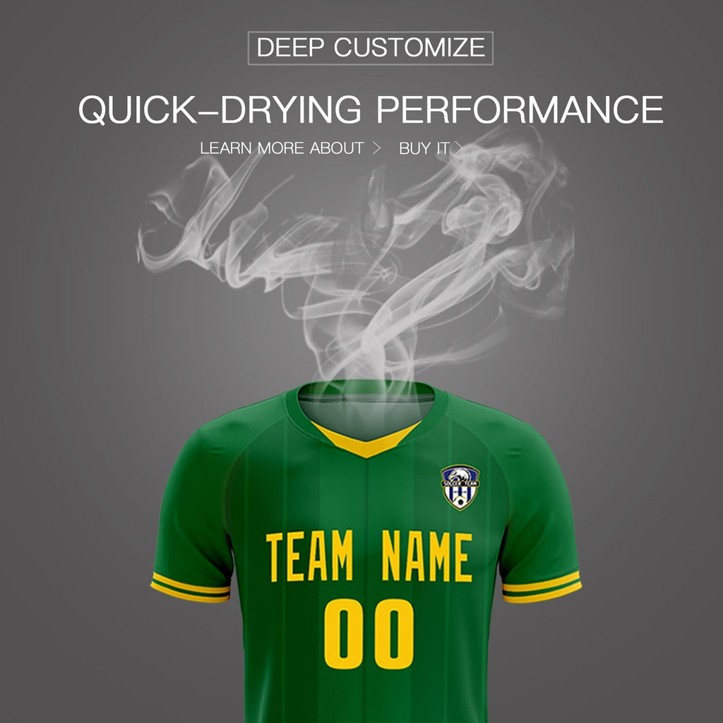 Custom Kelly Green Classic Striped Personalized Soccer Tops/Sets Jersey