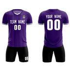 Custom Purple Classic Striped Personalized Soccer Tops/Sets Jersey
