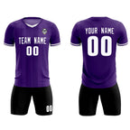 Custom Purple Classic Striped Personalized Soccer Tops/Sets Jersey