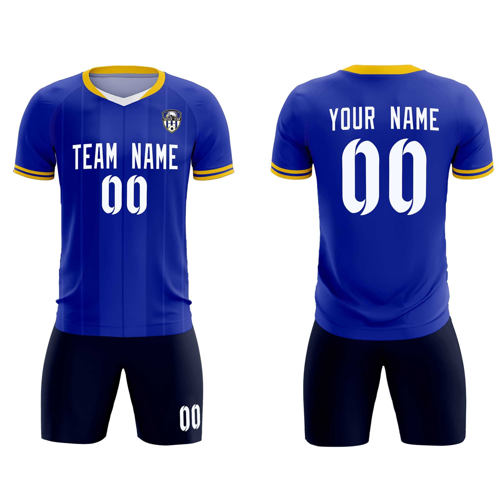 Custom Royal Classic Striped Personalized Soccer Tops/Sets Jersey Secondary image