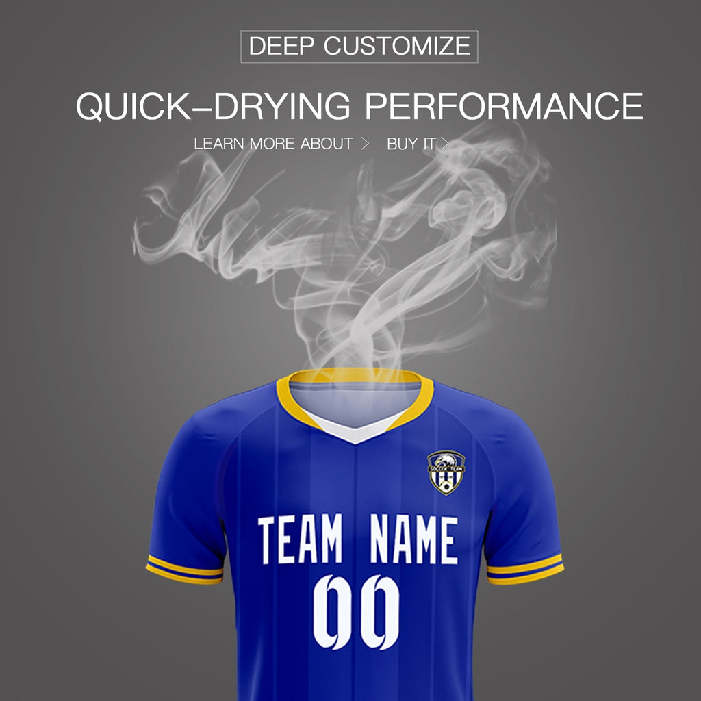 Custom Royal Classic Striped Personalized Soccer Tops/Sets Jersey
