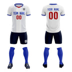 Custom White Classic Striped Personalized Soccer Tops/Sets Jersey