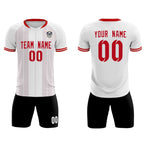 Custom White Classic Striped Personalized Soccer Tops/Sets Jersey
