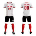 Custom White Classic Striped Personalized Soccer Tops/Sets Jersey