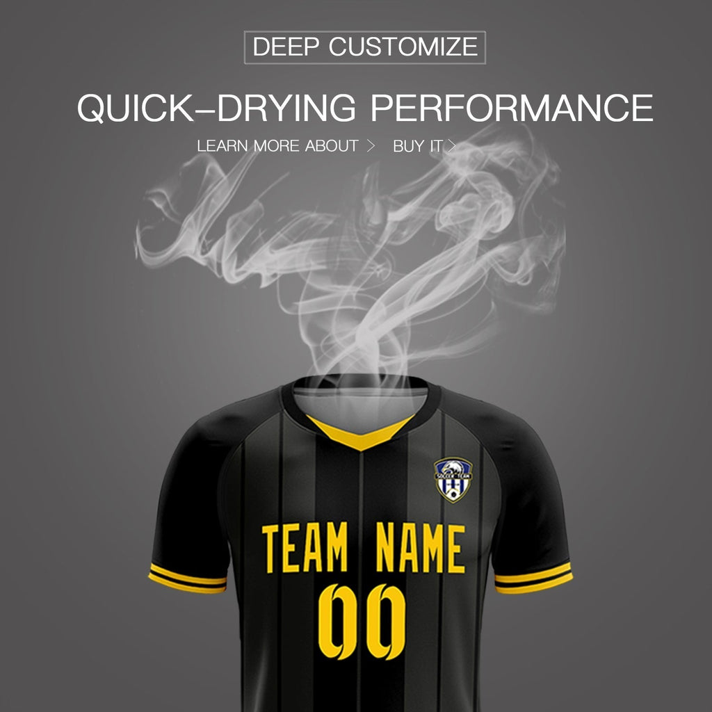 Custom Black Classic Striped Personalized Soccer Tops/Sets Jersey