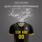 Custom Black Classic Striped Personalized Soccer Tops/Sets Jersey