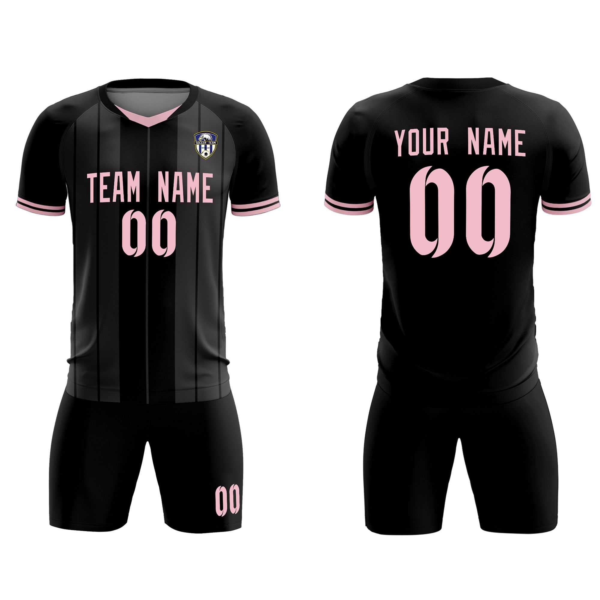 Custom Black Classic Striped Personalized Soccer Tops/Sets Jersey Secondary image