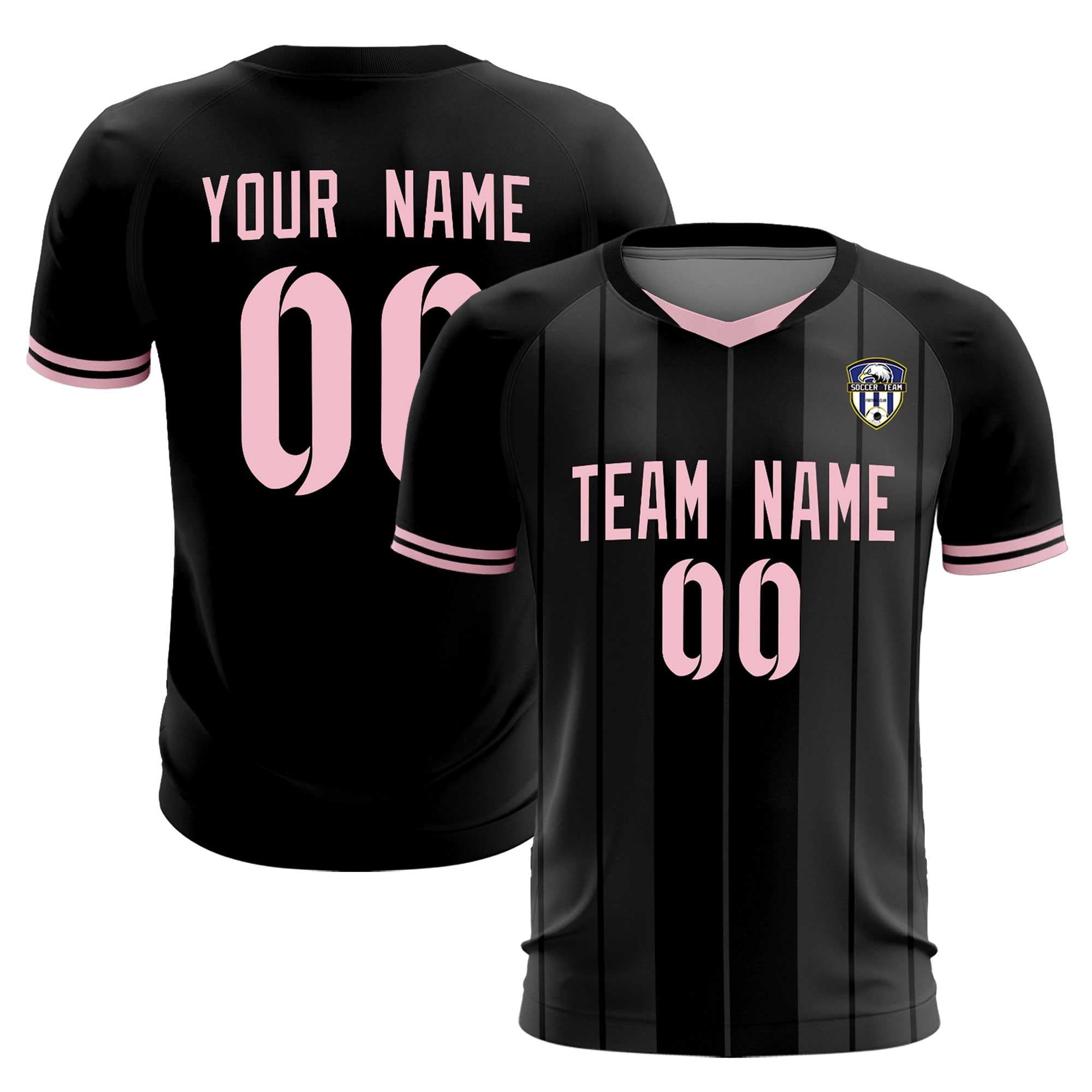 Custom Black Classic Striped Personalized Soccer Tops/Sets Jersey Main image