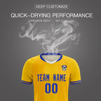 Custom Gold Classic Striped Personalized Soccer Tops/Sets Jersey