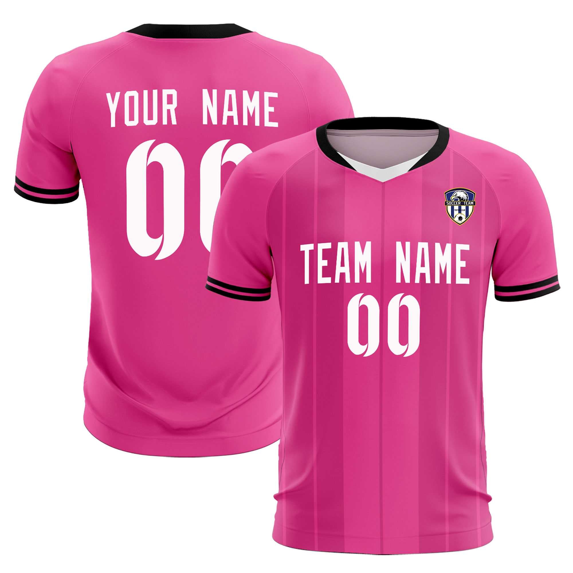 Custom Pink Classic Striped Personalized Soccer Tops/Sets Jersey Main image