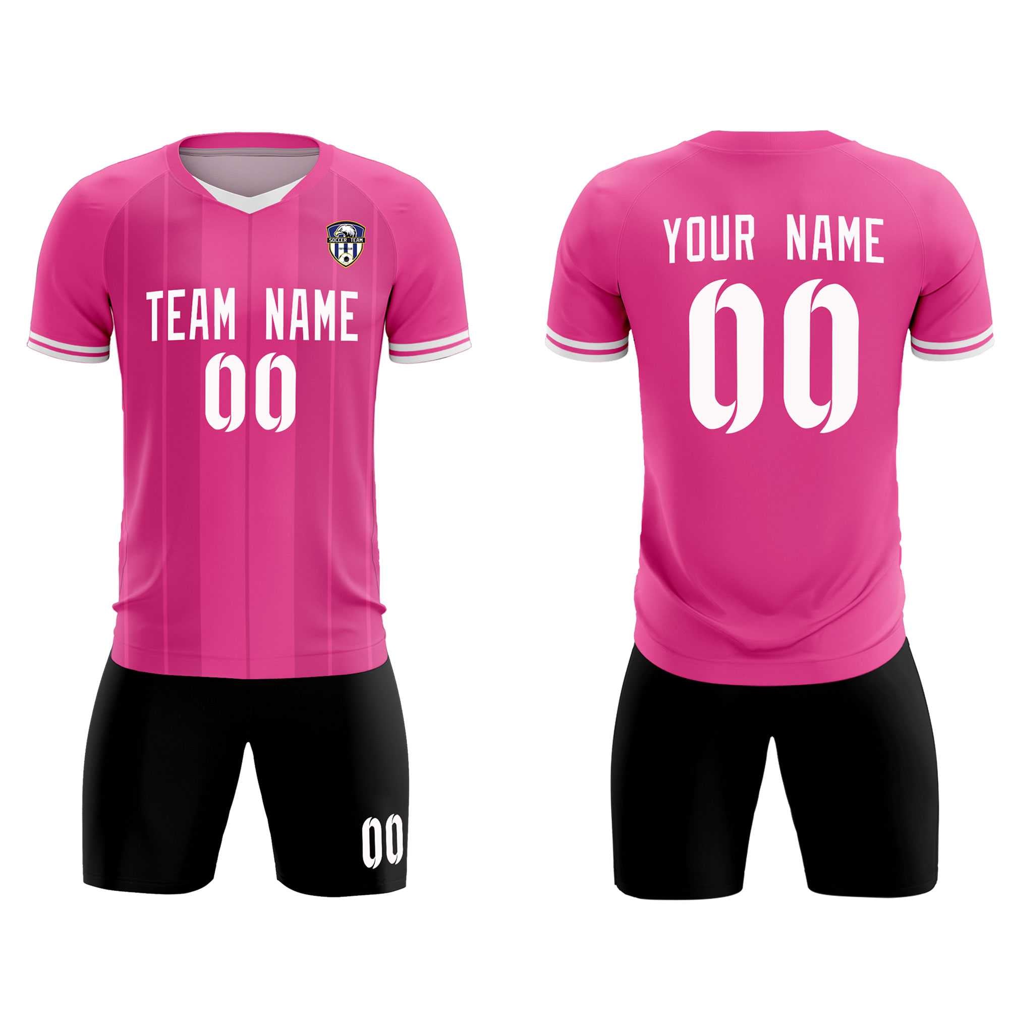 Custom Pink Classic Striped Personalized Soccer Tops/Sets Jersey Secondary image
