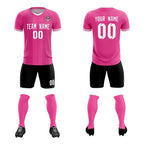 Custom Pink Classic Striped Personalized Soccer Tops/Sets Jersey