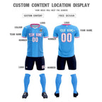Custom Powder Blue Classic Striped Personalized Soccer Tops/Sets Jersey