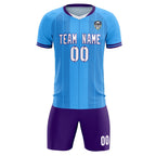Custom Powder Blue Classic Striped Personalized Soccer Tops/Sets Jersey