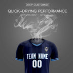 Custom Navy Classic Striped Personalized Soccer Tops/Sets Jersey
