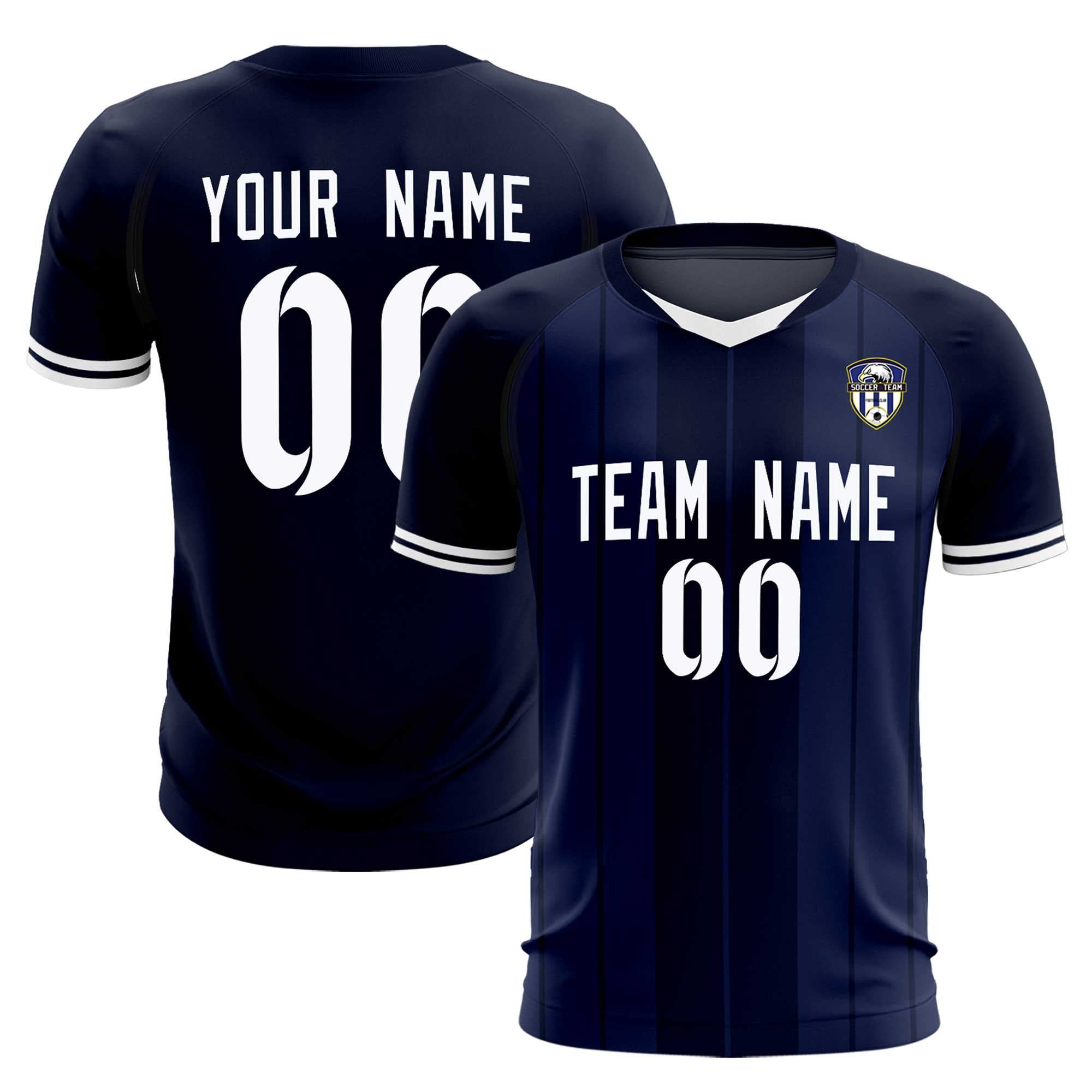 Custom Navy Classic Striped Personalized Soccer Tops/Sets Jersey Main image