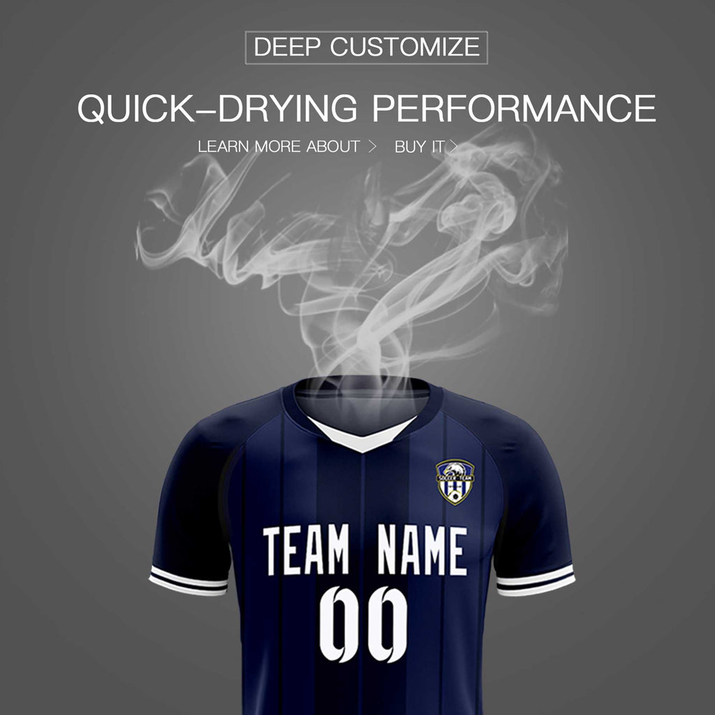 Custom Navy Classic Striped Personalized Soccer Tops/Sets Jersey