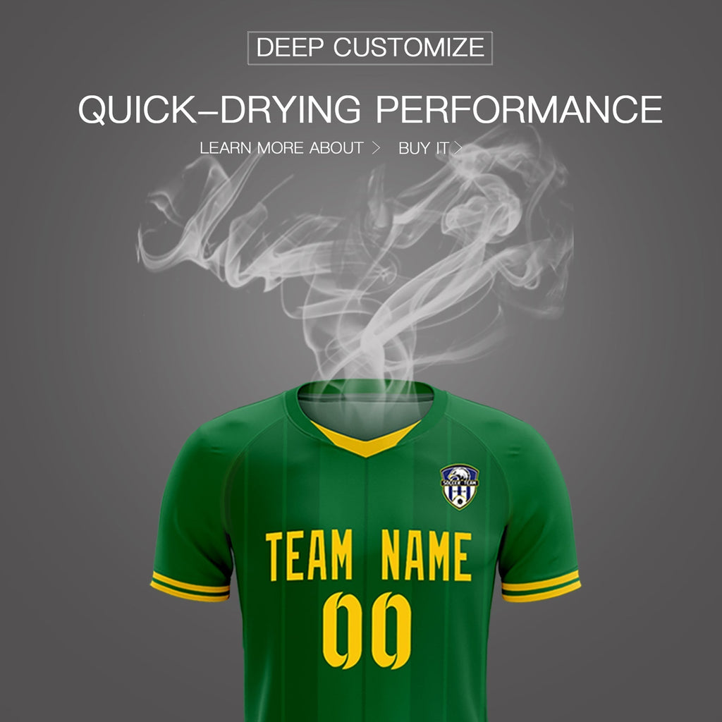 Custom Kelly Green Classic Striped Personalized Soccer Tops/Sets Jersey
