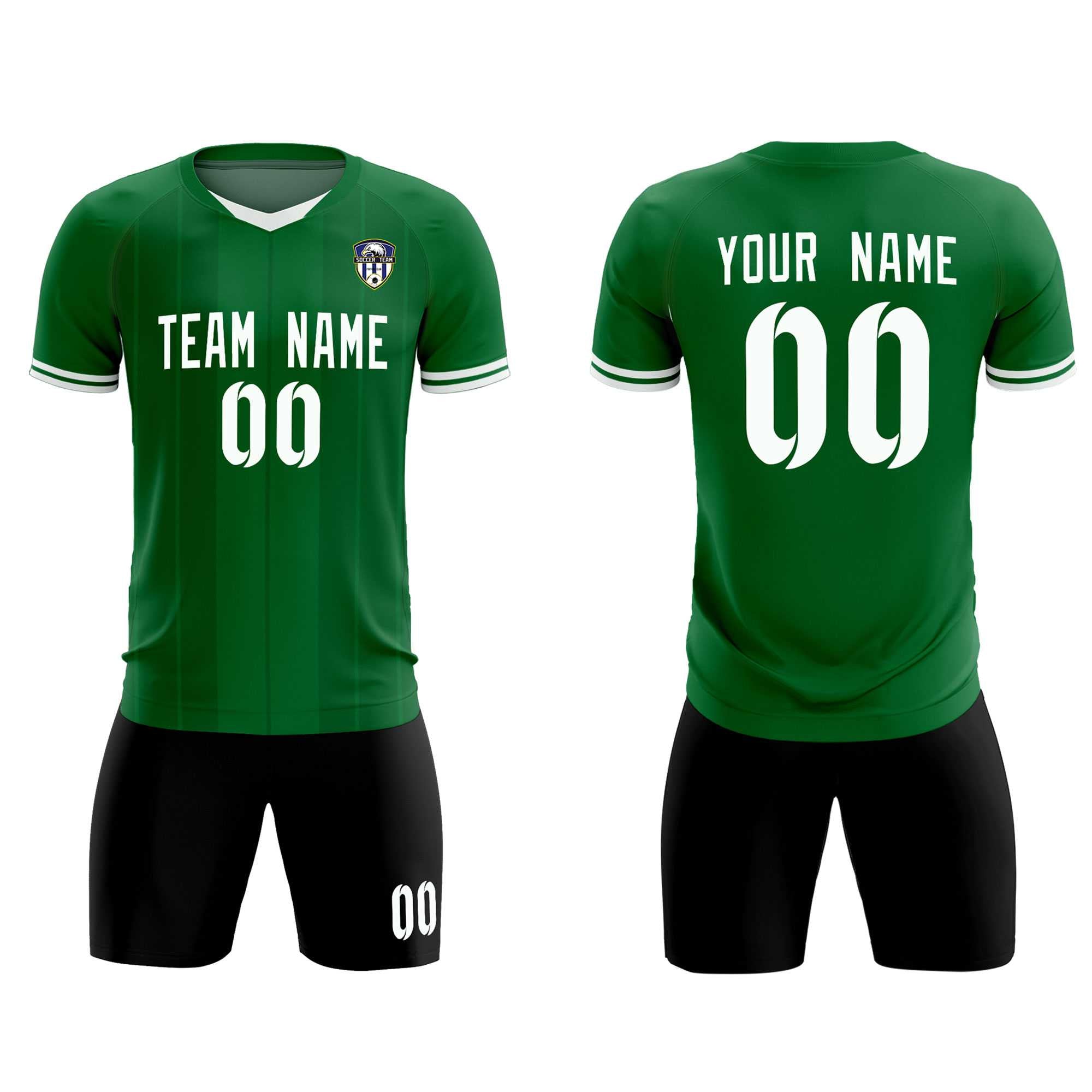 Custom Kelly Green Classic Striped Personalized Soccer Tops/Sets Jersey Secondary image