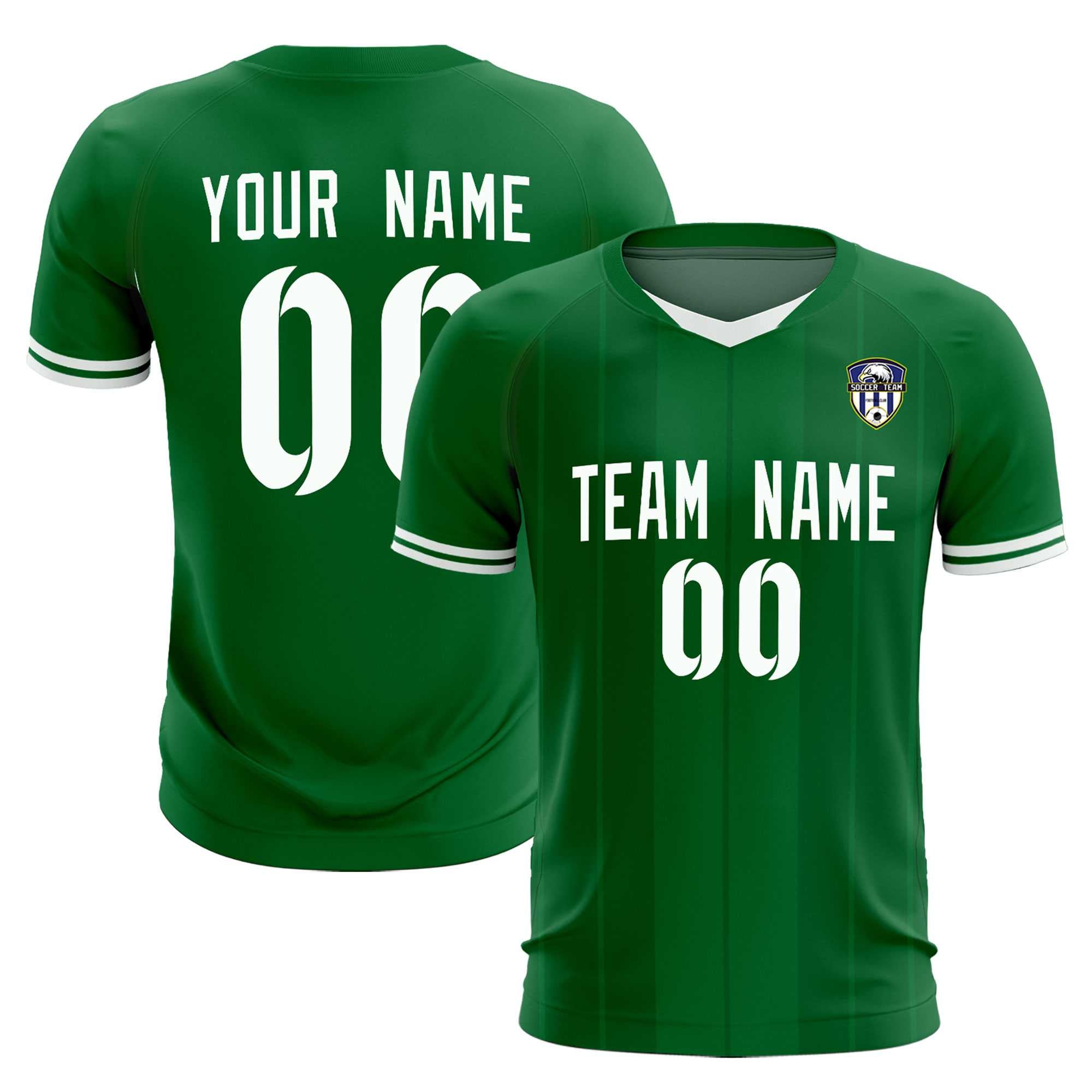 Custom Kelly Green Classic Striped Personalized Soccer Tops/Sets Jersey Main image