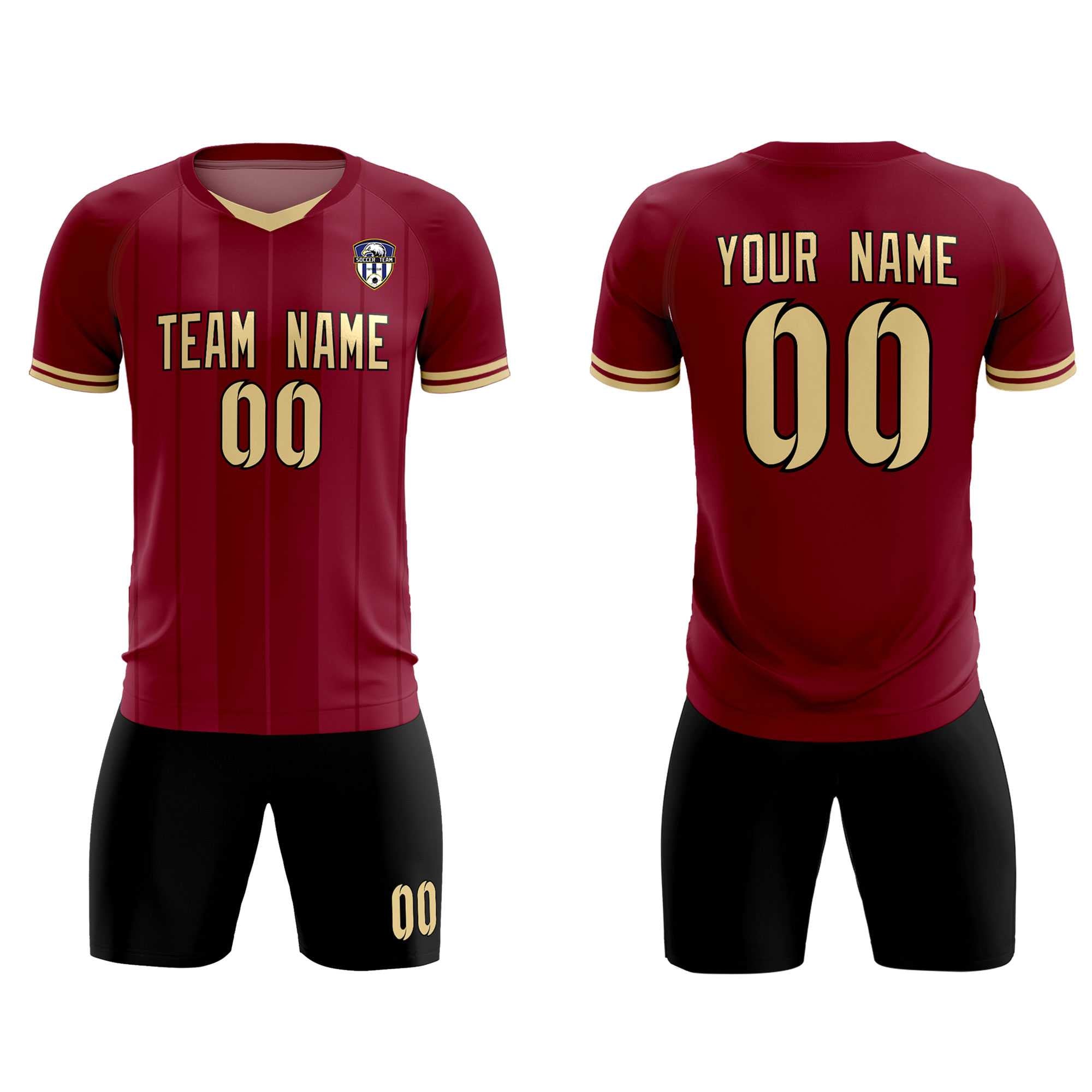 Custom Crimson Classic Striped Personalized Soccer Tops/Sets Jersey Secondary image