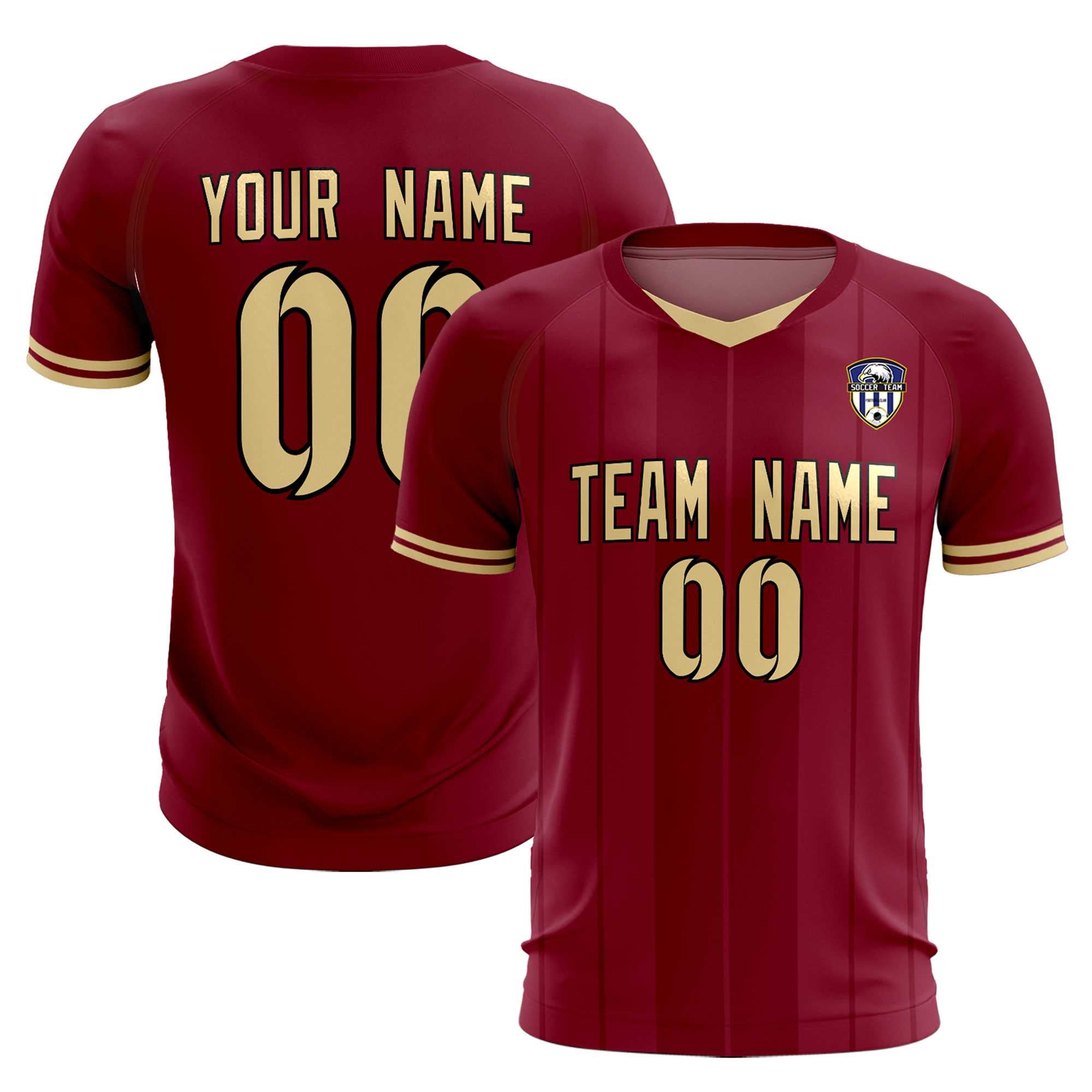 Custom Crimson Classic Striped Personalized Soccer Tops/Sets Jersey Main image