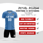Custom Light Blue Classic Striped Personalized Soccer Tops/Sets Jersey