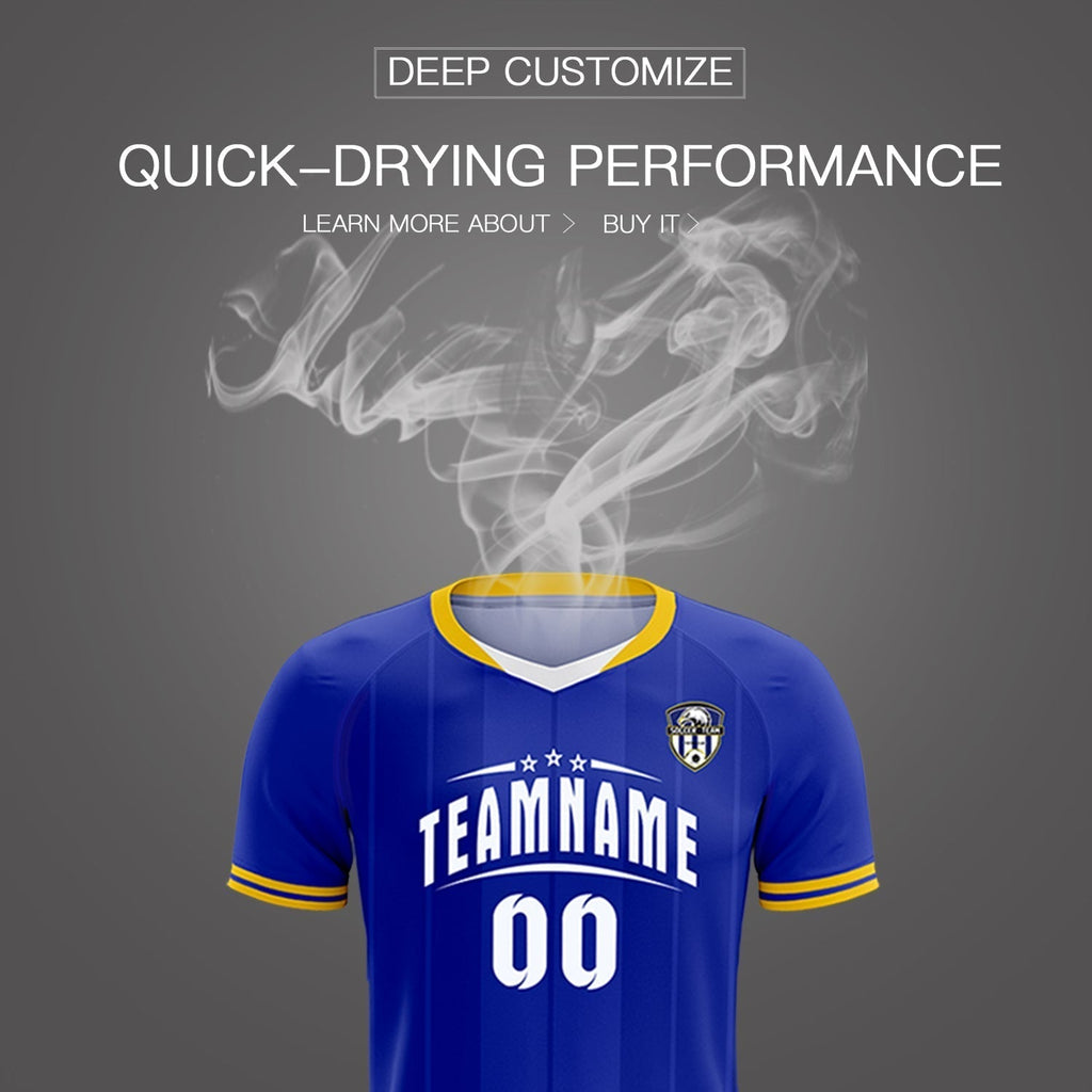 Custom Royal Classic Striped Personalized Soccer Tops/Sets Jersey