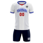Custom White Classic Striped Personalized Soccer Tops/Sets Jersey