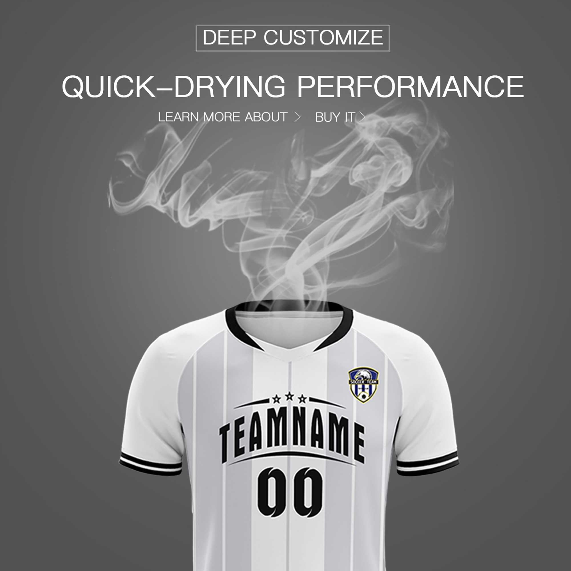 Custom White Classic Striped Personalized Soccer Tops/Sets Jersey