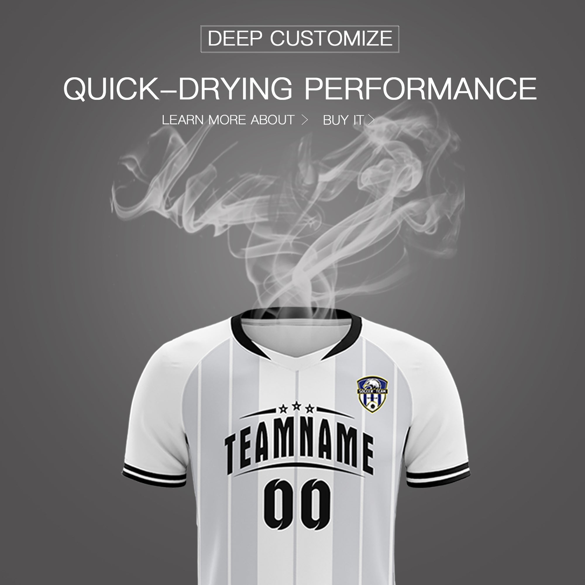 Custom White Classic Striped Personalized Soccer Tops/Sets Jersey