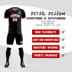 Custom Black Classic Striped Personalized Soccer Tops/Sets Jersey